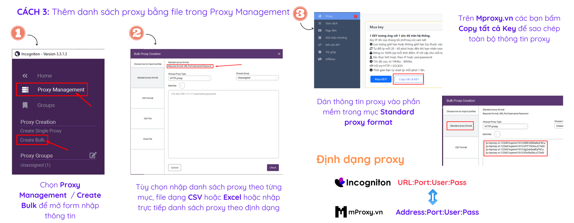 Cài đặt proxy trên Incogniton cùng Mproxy.vn