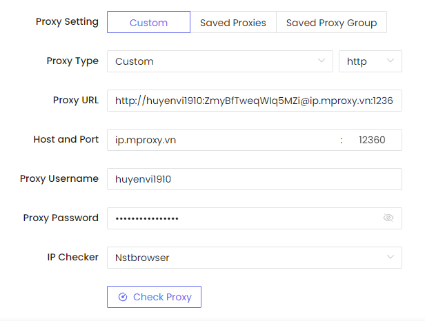 Cài đặt proxy trên phần mềm NSTBrowser