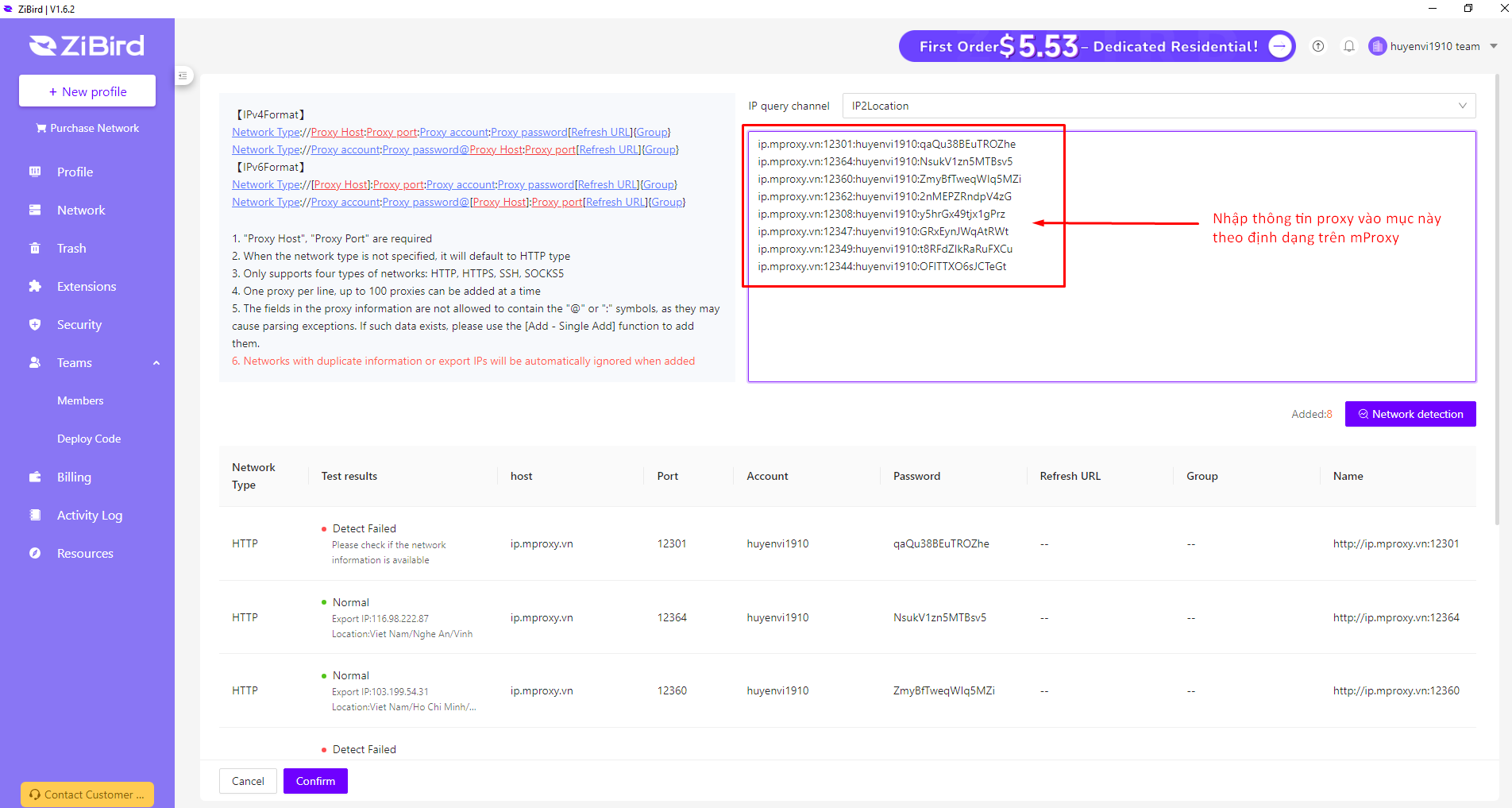 ZiBird - Cách cấu hình proxy