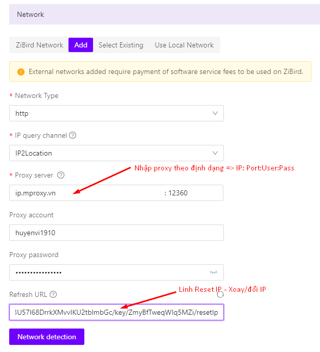 ZiBird - Cách cấu hình proxy