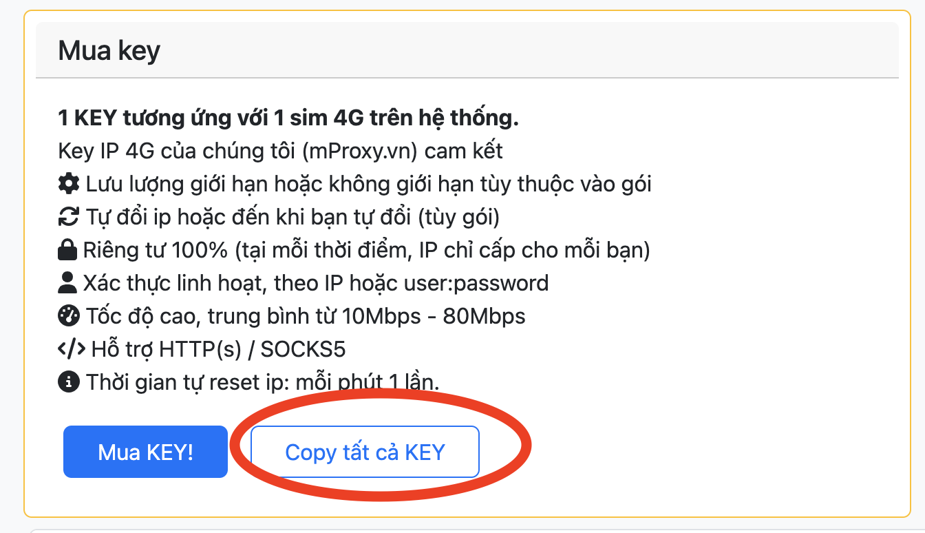 Xuất Proxy dạng IP : PORT : USER : PASS